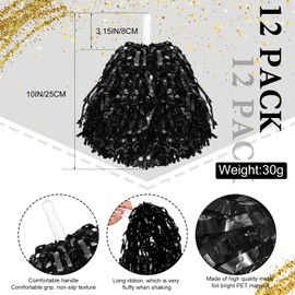 cssopenss 40 Pcs Black Hand Clappers and Black Thunder Sticks Black Pom Poms Cheering Noise Makers for Sporting Events Football Games School Team Spirit Items Party Favors Dance