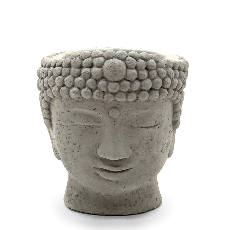 Designer Stone Buddha Head Planter-Solid Stone, with Drainage, Sealed for