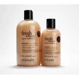QVC philosophy vanilla recipes 16oz & 8oz shower gel set - Color: fresh cream