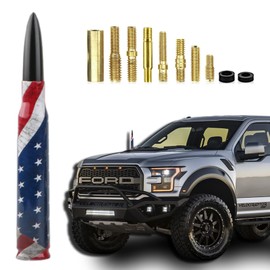 Bebeeco 5.5in Short Radio Bullet Antenna, American Flag Bullet Antenna for F250, Car Truck Short Antenna Mast for Ford F150 F350 Super Duty Raptor Dodge RAM GM Chevy Silverado 1500 2500 3500