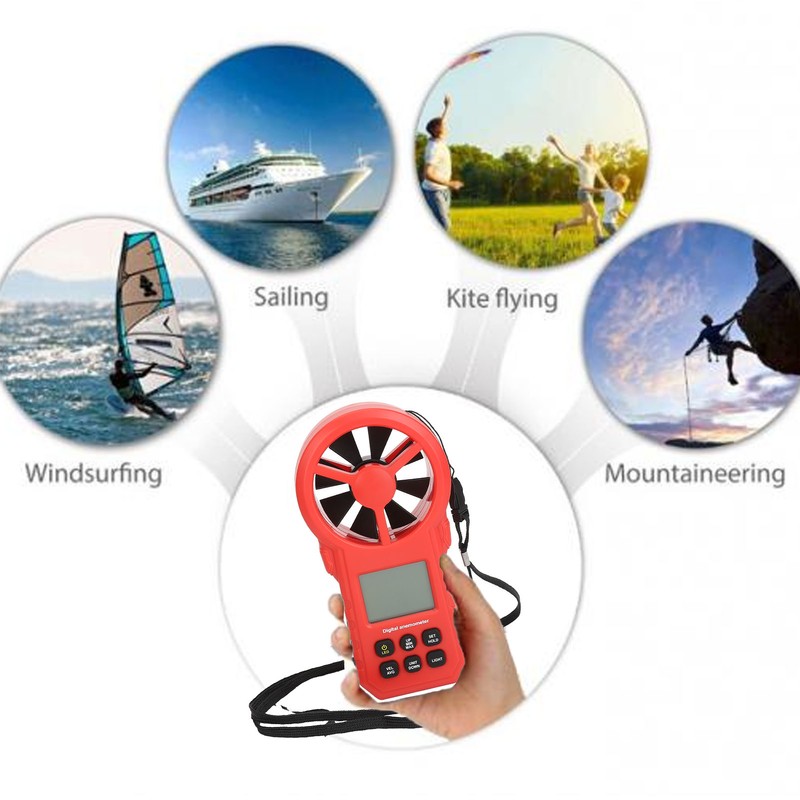 Digital Temperature Wind Speed Meter High Accuracy 5 Units Handheld