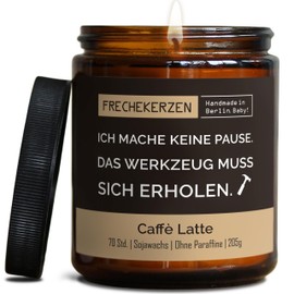 Lustige Duftkerze mit Spruch für Handwerker | Handgemacht aus Sojawachs | In Geschenkbox | Nachhaltiges Geschenk | Kleines Geschenk für Klempner Hausmeister Hauswart Dachdecker |Kaffee