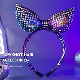 Reaky Black Bow Headband Party Festival Costume Hair Accessories for Women