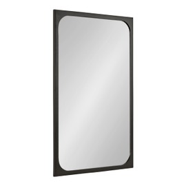 Kate and Laurel Kenai Modern Rectangle Wooden Wall Mirror; 24 x 36; Black; Decorative Wood Rectangular Mirror for Use as Bathroom Vanity Mirror or in Living Room; Entryway; or Bedroom