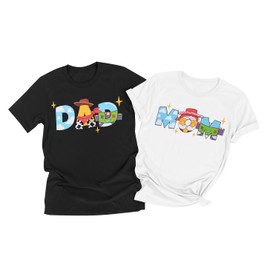 Toy Dad Shirt Toys Mom T-Shirts Funny Mama and Dada Shirts Matching Birthday Top Family Vacation Cartoon Tee