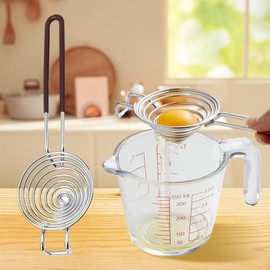 Zhenghebuy Egg Separator Tool,304 Stainless Steel Egg Separator,Egg Yolk White Divider with Extended Handle,Baking Gadgets for Home Kitchen,Dessert Shop