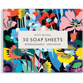 Kitty McCall Soap Sheets from Galison - 1 Package (30 Unscented Sheets), Convenient Biodegradable Hand Soap Sheets for On-The-Go Life, Features Beautiful Floral Design, 2.65” x 3.25” x 0.2”