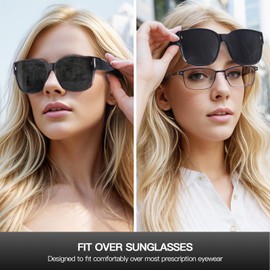 Xfeel Polarized Sunglasses Over Glasses for Women Trendy Shades Over Prescription Eyeglasses Sun Glasses