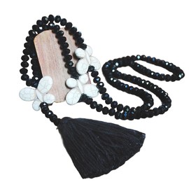 Whakano Bohemian Crystal Bead Chains, Butterfly Handmade Necklace, Women's Necklace with Tassel Pendant, Sweater Chain Necklace, Elegant Pearl Necklace for Women and Girls, Pearl Pearl Turquoise