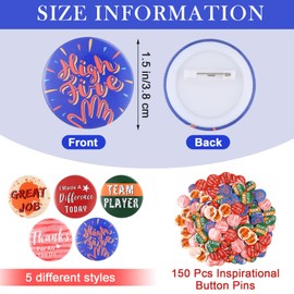 WILLBOND Reward Button Pins Recognition Button Round Pins Positive Appreciation Incentive Motivation Awards for Kids or Workers School Office Party Supplies(50 Pcs)