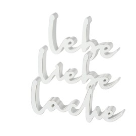 Lebe Liebe Lache Wooden Lettering Set of 3 White Letters 3-Piece Stand Table Decoration 22 x 13 cm Decoration Lucky Table Decoration Country House Shabby Chic Gift Wooden Decoration