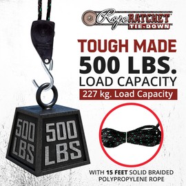 Rope Ratchet Heavy Duty 1/2" Hoist with Locking Pulley, Adjustable Hanger for Grow Lights, Canopies, Kayaks, 15' Braided Polypropylene Rope, 500 lbs Capacity, Ideal for Tent, Tarp, Roof Rack Tie Downs