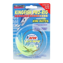 C&H Lures, King Buster Kingfish Pro-Rig, 1/8 oz Head, Chartreuse/Pearl Mylar Skirt, Two #4 4X Treble Hooks, Swivel, Stainless Steel Single Strand Leader Wire, 3 ft