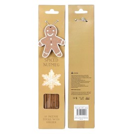 Christmas Gingerbread Incense Sticks Set of 40, Choose from Spiced Nutmeg, Gingerbread, or Vanilla Cookie Scents, with Gingerbread Man Holder (Spiced Nutmeg)