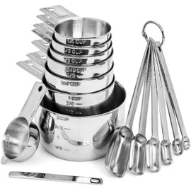 Hudson Essentials Stainless Steel Measuring Cups and Spoons Set (15 Piece Set)