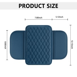 Upgraded Car Center Console Cover,Microfiber Leather Car Armrest Cover Cushion with 2 Storage Bags,Universal Car Armrest Storage Box Car Interior Accessories for Most Cars (Blue)