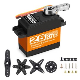 25KG RC Servo High Torque Servo Motors, Waterproof Full Metal Gear Steering Servo for 1/6 1/8 1/10 1/12 RC Car Robot DIY, Coreless Servo with 25T Servo Horn, Control Angle 270°