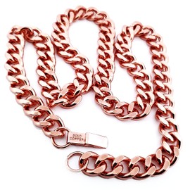 Ikkao 1 Pure Copper Cuban Link Necklace Heavy Solid Statement Jewelry Chain 24" Unisex 148 Grams of Pure Copper Weight per Piece