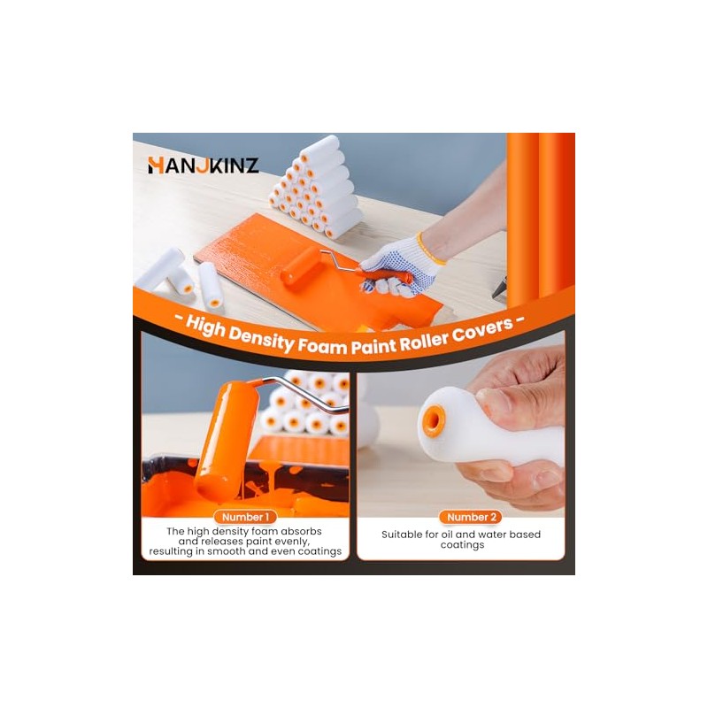 Foam Paint Roller, 24 Pack, 4 Inch Mini Paint Roller
