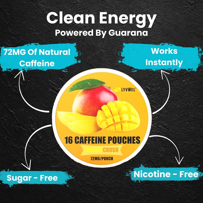 LyvWel 72mg Caffeine Energy Pouches – Cherry Blast, Blueberry Ice,