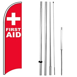 First AID Windless Swooper Flag Kit 15' Feather Banner Sign rb-h