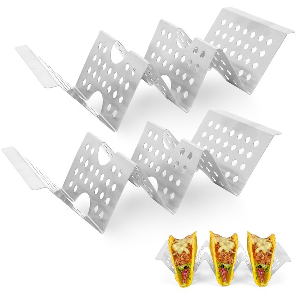 Taco Holder Stand,2 Pieces Stainless Steel Taco Tray,Taco Rack Holders,Mexican