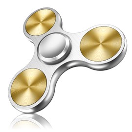Coolden Fidget Spinner EDC Hand Spinner Fidget Toy Metal Stainless Steel Bearing 4-10 Min High Speed Finger Spinner Toy ADHD Anti Anxiety Tri-Spinner Fidget Toys for Children Gold Silver