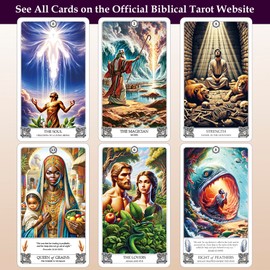 Tarot bíblico: una baraja de 78 cartas y guía Único, basado en la sabiduría de la Biblia. Calidad premium. Flexible y fácil de barajar. Impresión de alto detalle. Tamaño completo: 4.75 x 2.75 (segunda