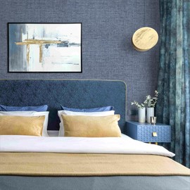 lenify Grasscloth Peel and Stick Wallpaper Denim Blue Contact Paper 15.7inch x 118.1inch Textured Wallpaper Vintage Faux Linen Contact Paper Self Adhesive Removable Decorative Wallpaper for Cabinets