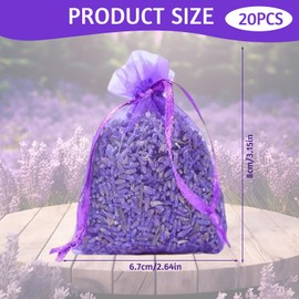 20 Pack Lavender Bags for Wardrobes & Drawers – Natural Lavender Sachets for Moths & Freshness, Premium Dried Lavender Bags, Ideal Lavender Bags for Clothes, Linens, and Gift Wrapping