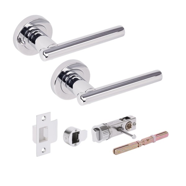 HANDLEZONE® Solus Privacy Lever On Round Rose Door Handles, with
