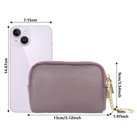Zip Coin Wallet Genuine Leather Ladies Purse Portable Mini Wallet Three Zippers Small Wallet for Coin Cash with Many Compartments,Purple