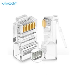 VIVOCH 50 Pcs Cat6 RJ45 Connectors, Cat6 RJ45 Plugs, Cat6 2-Piece Crystal Unshielded RJ45 Ends UTP 8P8C Modular Network Plug Connector