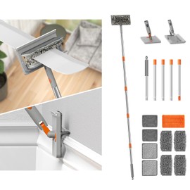 Elegoro Extendable Cleaner for Ceiling Fan and Baseboards Cleaner Tool- 79” Adjustable Cleaning Kit with 9 Reusable Pads, Ceiling Fan Blade Cleaner Duster Set with Long Handle, Wall, Floor, Windows