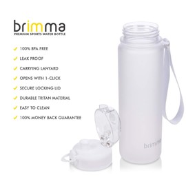 Brimma Premium Sports Water Bottle with Leak Proof Flip Top Lid - Eco Friendly & BPA Free Tritan Plastic - Must Have for The Gym, Yoga, Running, Outdoors, Cycling, and Camping