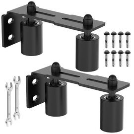 YogePote Heavy Duty Slide Gate Roller Guide with Steel L Rear Post Bracket, Adjustable Nylon Roller Guide, Rolling Gate Hardware kit for Sliding Door, Rolling Door, Wood Door (Black-2pcs, 3in)