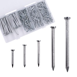 OMOTOOL Steel Nails Assortment (280 Pieces), Galvanised Concrete Nails for Hanging Pictures and Woodworking, Picture Nails Suit for Drywall and Pine, 5 Sizes Steel Picture Nails Set