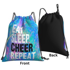 FORATIO Eat Sleep Cheer Repeat Drawstring Backpack Gym String Bag Sports Drawstring Sackpack For Women Men