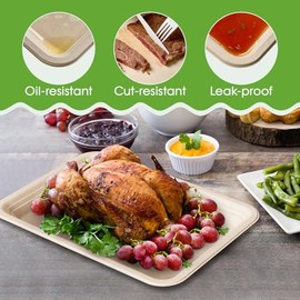 ECOLipak ECOLipak 100 Pack 14 Inch Disposable Food Crawfish Trays, Compostable Large Paper Plates, Disposable Thanksgiving Trays for Serving Food, Turkey, BBQ, Seafood Boil Party Supplies(Nature)