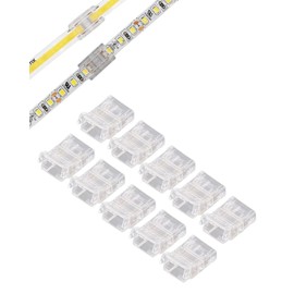 Kit 10 Conectores union para Tira LED Monocromática 8mm | Unión Recta para Cintas LED tipo COB 5050 3528 | Adaptador cople para Instalación Profesional Sin Soldadura Fácil de Usar