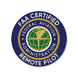 Round FAA Certified Remote Pilot Sticker (Federal Aviation Administration Vinyl, Aviation Decal for Cars, Trucks, Laptops (4 in)