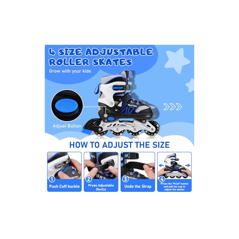 Inline Skates f√ºr Kinder Jungen M√§dchen Anf√§nger, 4 Size verstellbare
