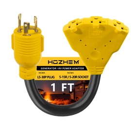 30 Amp to 110V Generator Adapter - NEMA L5-30P Male to 3 of 5-20R/5-15R Female, 3-Prong Twist Lock Plug with ETL Listed, Heavy-Duty 1FT Power Adapter Plug Cord for RV, Household, Outdoor Use