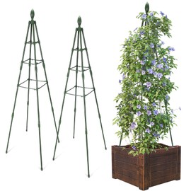 APSOONSELL Garden Obelisk Trellis for Potted Plants 4ft, Plant Support Trellis for Climbing Plants, Metal Trellis for Climbing Plants Outdoor and Indoor, Tomato Trellis Tower
