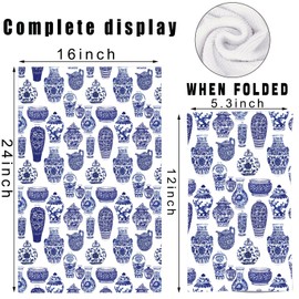 G2TUP Chinoiserie Ginger Jar Towel Blue & White Chinoiserie Towel Chinoiserie Dish Towels Chinoiserie Kitchen Towel (BlueJar)