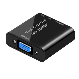 Video Capture Card, VGA to USB Capture Adapter with Microphone Input, HD 1080p Video Adapter, for Live Broadcast, Laptops, Monitors, Video Conferencing and Games