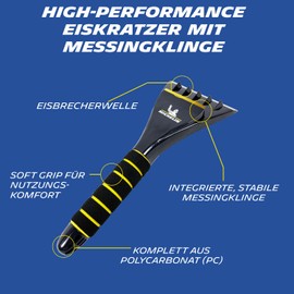 MICHELIN Ice Scraper Car Brass Blade | Windscreen Scraper Car Brass | Ice Scraper with Ice Wheel Waves, Black/Yellow