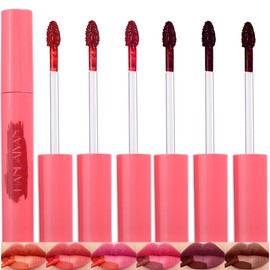 BAISEN DIARY Peel Off Lip Liner Tattoo Stain - Peel & Reveal Rich Ravishing Color Peel Off Mask Lip Gloss - Transfer-proof, Smudge-Proof, Matte Finish (6Pcs, 6 Count (Pack of 1))