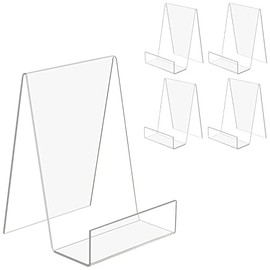 TRIMOU Clear Acrylic Book Stand with Ledge Clear Acrylic Book Display Easel, Display Stand for Displaying Books Pictures Albums Comic Books CDs Artworks Tablets or Other Items (Large)