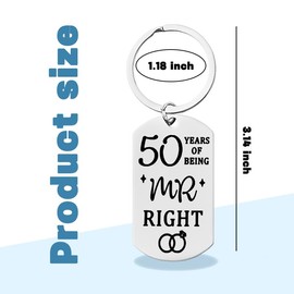 50th Wedding Anniversaries Present for Wife Husband Couple 50yr Anniversary Presents for Mr Mrs Double Sided Keychain for Husband 50 Year Gifts for Wife